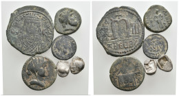 6 GREEK/ROMAN/BYZANTINE SILVER/BRONZE COIN LOT
See picture. No return.

147