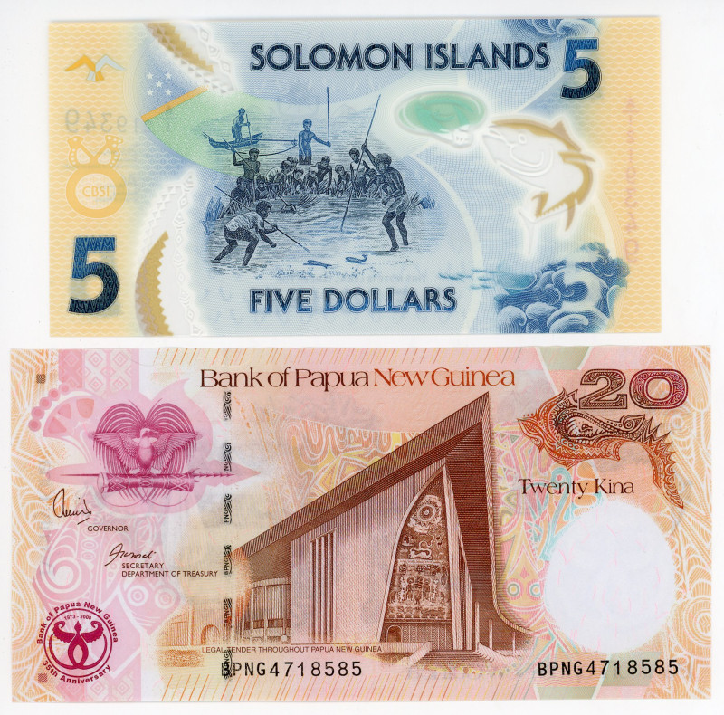 Oceania 5 Dollars & 20 Kina 2008 - 2019
Various Countries, Dates, Denominations...