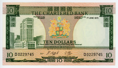 Hong Kong 10 Dollars 1975
P# 74b, # D0229745; UNC