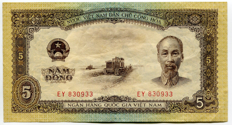 Vietnam North 5 Dong 1958
P# 73a, N# 252717; # EY 830933; XF with pinholes