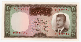 Iran 20 Rials 1965 AH 1343
P# 78b, N# 209772; # 30/227128; UNC