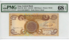 Iraq 1000 Dinars 2013 AH 1435 PMG 68EPQ
P# 99, N# 210336; # D/109 8960074