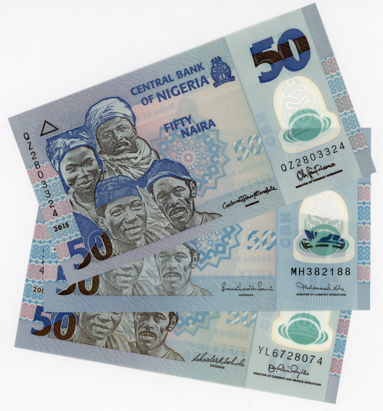 Nigeria 3 x 50 Naira 2009 - 2015
P# 40, N# 204035; UNC