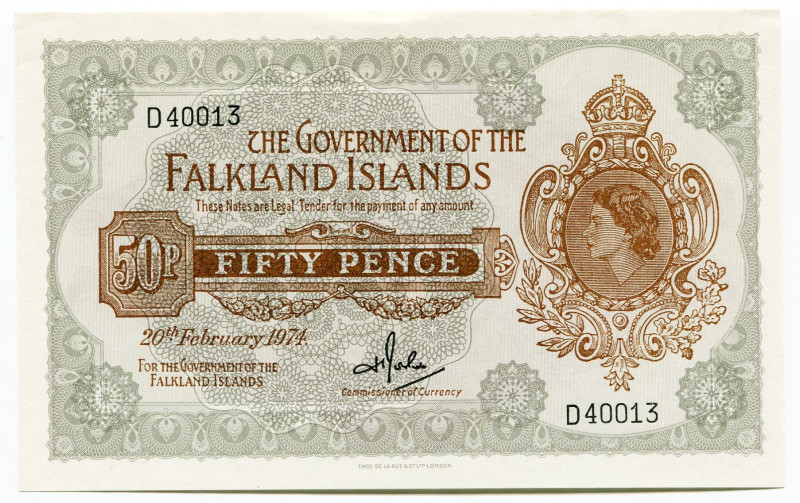 Falkland Islands 50 Pence 1974
P# 10b, N# 202509; # D40013; UNC