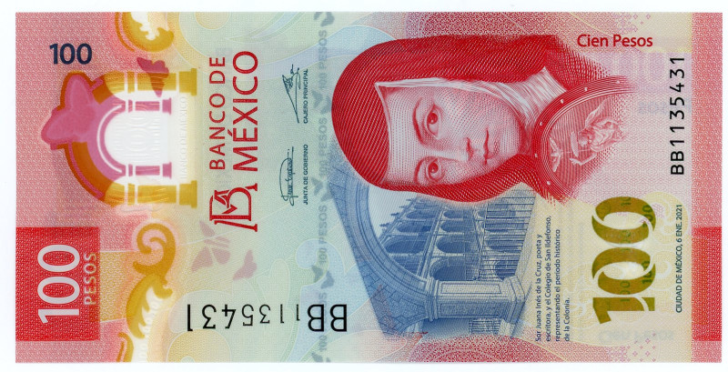 Mexico 100 Pesos 2021
N# 244911, TBB# 715; # BB1135431; UNC