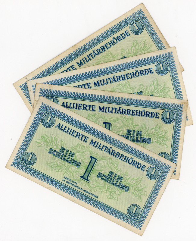 Austria 4 x 1 Schilling 1944 Allied Military Currency
P# 103, N# 206737; XF