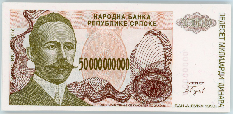 Bosnia & Herzegovina 50 x 50000000000 Dinara 1993 Same Numbers
P# 160a, N# 2207...