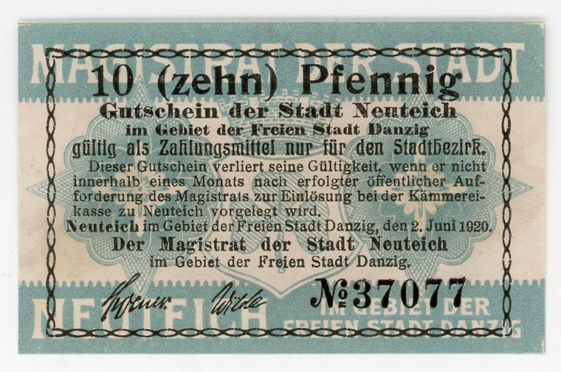 Danzig Neuteich 10 Pfennig 1920
# 37077; UNC