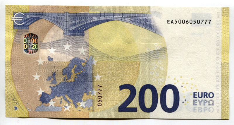 European Union Slovakia 200 Euro 2019 Fancy Number
P# 25e, N# 208216; # EA50060...