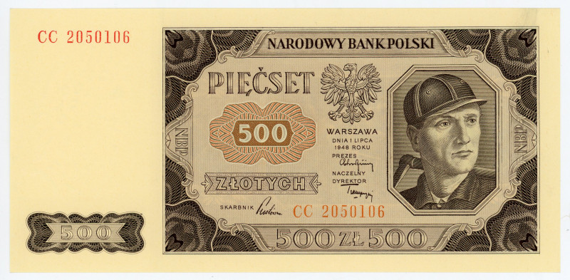 Poland 500 Zlotych 1948
P# 140, N# 211277; # CC 2050106; UNC