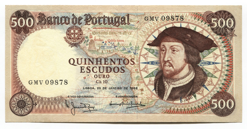 Portugal 500 Escudos 1966
P# 170a, N# 209244; # GMV09878; XF+