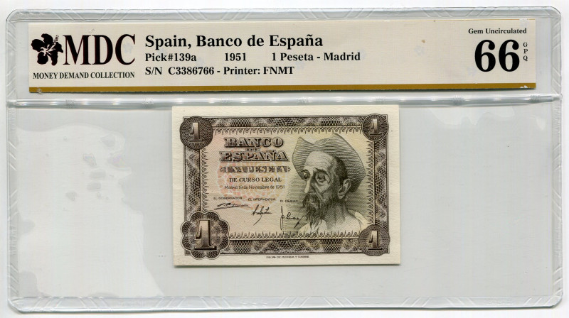 Spain 1 Peseta 1951 MDC 66GPQ
P# 139a, N# 206656; # C3386766