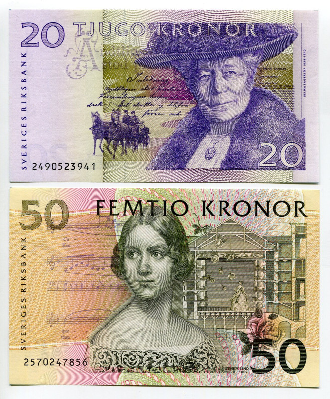 Sweden 20 - 50 Kronor 2002
P# 62a, 63a, UNC