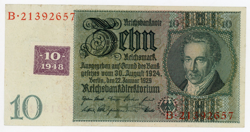 Germany - DDR 10 Deutsche Mark 1948 Soviet Occupation - Post WW II
P# 4a, N# 20...