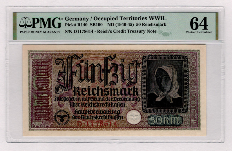 Germany - Third Reich 50 Reichsmark 1940 - 1945 (ND) PMG 64
P# R140, N# 206485;...