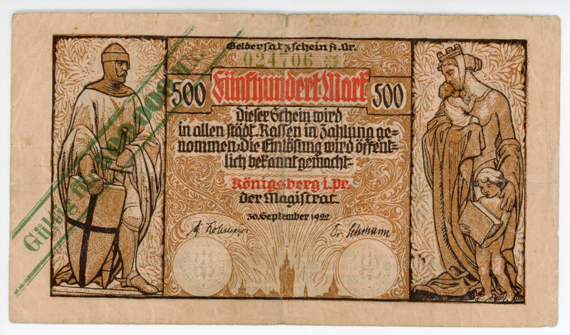 Germany - Weimar Republic Konigsberg 500000 Mark 1922
VF-