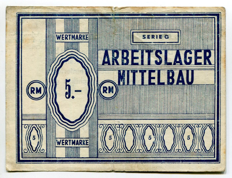 Germany - Third Reich Nordhausen Mittelbau (Dora) Arbeitslager 5 Reichmark 1943 ...