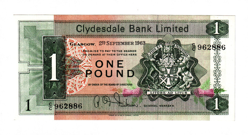 Scotland Clydesdale Bank 1 Pound 1963
P# 197, N# 217800; # CC962886