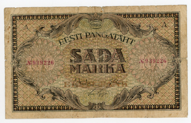 Estonia 100 Sada Marka 1922
P# 58a, # 939226; F