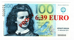 Estonia 6.39 Euro on 100 Krooni 2010 Specimen Transitional Banknote
#REF!