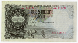 Latvia 10 Latu 1938
P# 29b, N# 204088; # AZ 012596; UNC