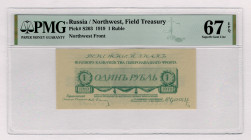 Russia - Northwest Field Treasury Udenich 1 Rouble 1919 PMG 67 EPQ
P# S203, N# 228642; UNC