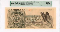 Russia - Northwest Field Treasury Udenich 1000 Roubles 1919 PMG 65 EPQ
P# S210, N# 228652; # 020006