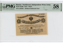 Russia - Northwest Independent West Army Avalov-Bermondt 1 Mark 1919 PMG 58
P# S226b, N# 228663; # Л352561