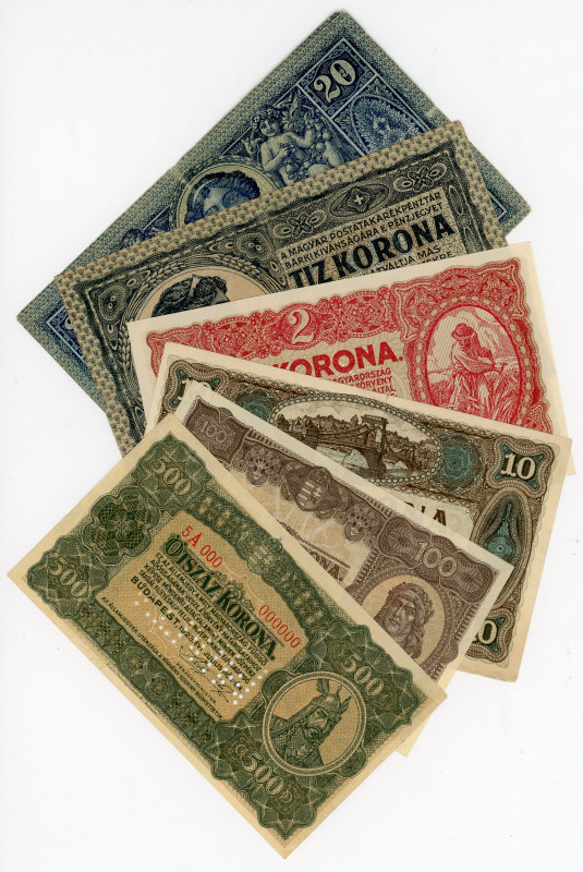 Hungary Lot of 6 Banknotes 1919 - 1920
#REF!