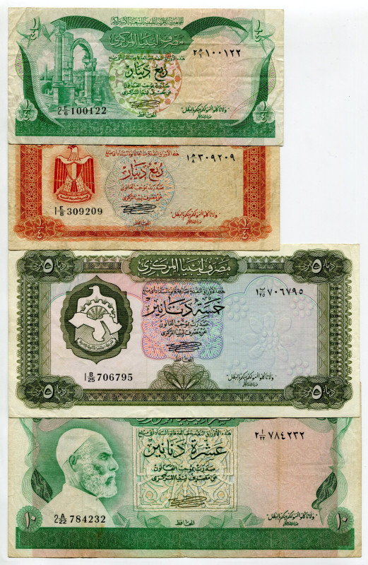 Libya Lot of 4 Banknotes 1971 - 1980
Various Dates, Denominations & Conditions;...