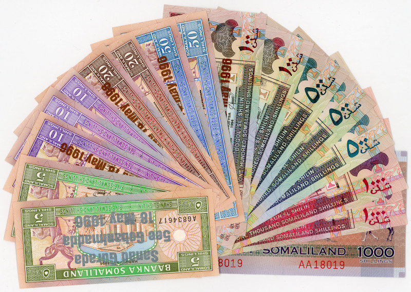 Somaliland Lot of 17 Banknotes 1994 - 2006
Various Dates, Denominations & Condi...