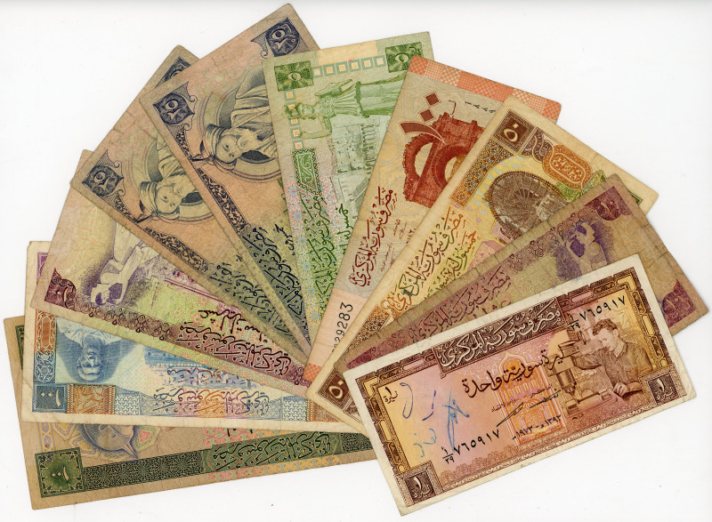 Syria Lot of 10 Banknotes 20 -th Century
Various Dates, Denominations & Conditi...