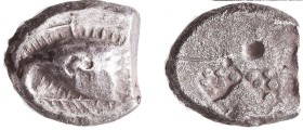 Paphlagonia, Sinope AR Drachm. Circa 490-425 BC. Eagle's head left; below, [dolphin] to left / Quadripartite incuse square with two opposing quarters ...