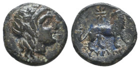 Greek Coins. 4th - 3rd century B.C. AE
Reference:

Condition: Very Fine

Weight: 1.6 gr
Diameter: 13.4 mm