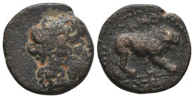 Greek Coins. 4th - 3rd century B.C. AE
Reference:

Condition: Very Fine

Weight: 7.1 gr
Diameter: 19.4 mm