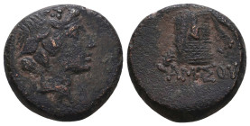 Greek Coins. 4th - 3rd century B.C. AE
Reference:

Condition: Very Fine

Weight: 7.2 gr
Diameter: 19.3 mm