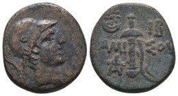Greek Coins. 4th - 3rd century B.C. AE
Reference:

Condition: Very Fine

Weight: 8.2 gr
Diameter: 19.6 mm
