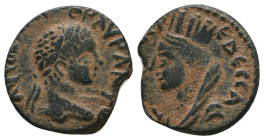 Caracalla (198-217). Mesopotamia, Carrhae. Æ
Reference:

Condition: Very Fine

Weight: 2.8 gr
Diameter: 17 mm