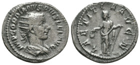 Gordian III. A.D. 238-244. AR antoninianus
Reference:
Condition: Very Fine

Weight: 4.3 gr
Diameter: 23.5 mm