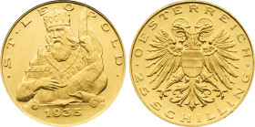 1935 Austria: Republic gold 25 Schillings, Vienna mint, KM-2856. (5,80 g), UNC