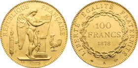 1878-A France: Republic gold 100 Francs, Paris mint, KM-832. (32,20 g), UNC