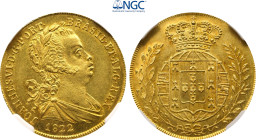 1822 Portugal: João VI gold 3200 Reis (1/2 Peça), Lisbon mint, KM-363. (7,10 g). NGC MS62+