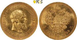 1892-AГ Russia: Alexander III gold 5 Roubles, KM-Y42, Bit-37. (6,40 g). PCGS MS63