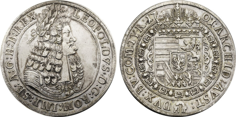 1701 Austria: Leopold I silver Taler, Hall mint, KM-1303.3. (28,50 g). XF/AU