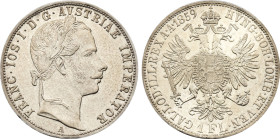 1859 Austria: Franz Joseph I silver Florin, KM-2219. (12,40 g). AU/UNC