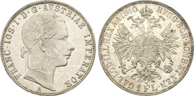 1860 Austria: Franz Joseph I silver Florin, KM-2222. (12,40 g). AU/UNC