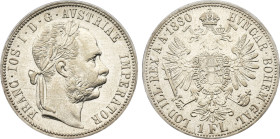 1880 Austria: Franz Joseph I silver Florin, KM-2222. (12,40 g). AU/UNC