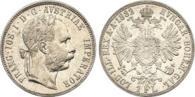 1882 Austria: Franz Joseph I silver Florin, KM-2222. (12,40 g). AU/UNC