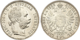 1888 Austria: Franz Joseph I silver Florin, KM-2222. (12,40 g). AU/UNC