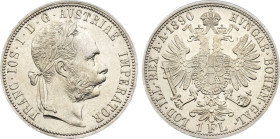 1890 Austria: Franz Joseph I silver Florin, KM-2222. (12,40 g). AU/UNC